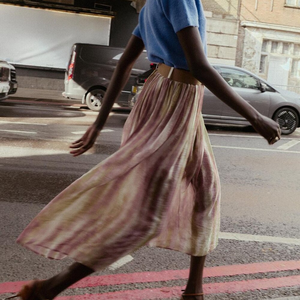 Zara Printed Midi Skirt with Belt